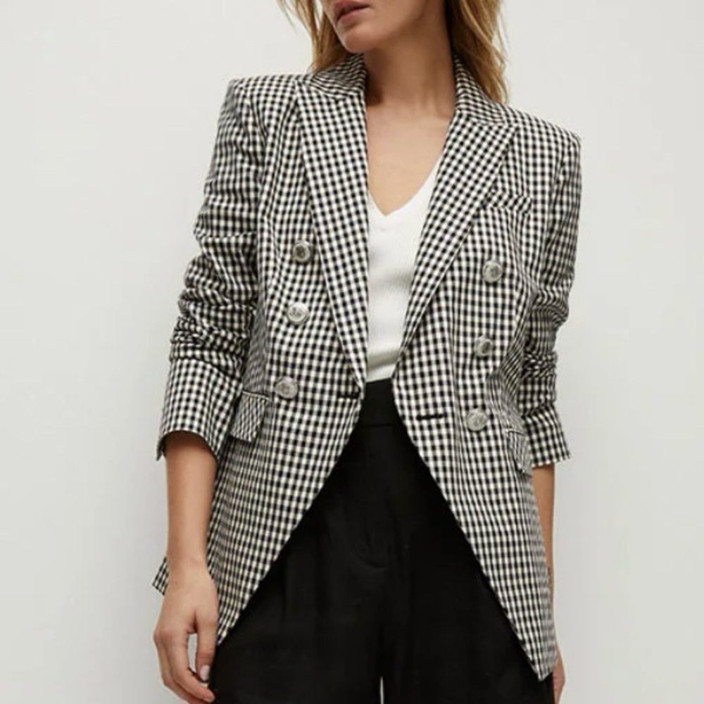 Veronica Beard Charleston Dickey Jacket Black/Ecru Gingham Plaid Check Size 10 - Picture 10 of 11
